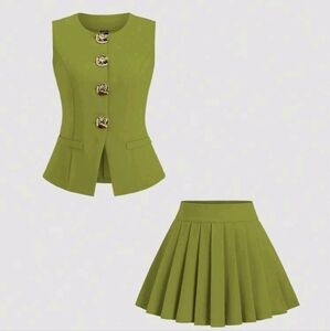 SHEIN Olive Green Skirt Set Sz M